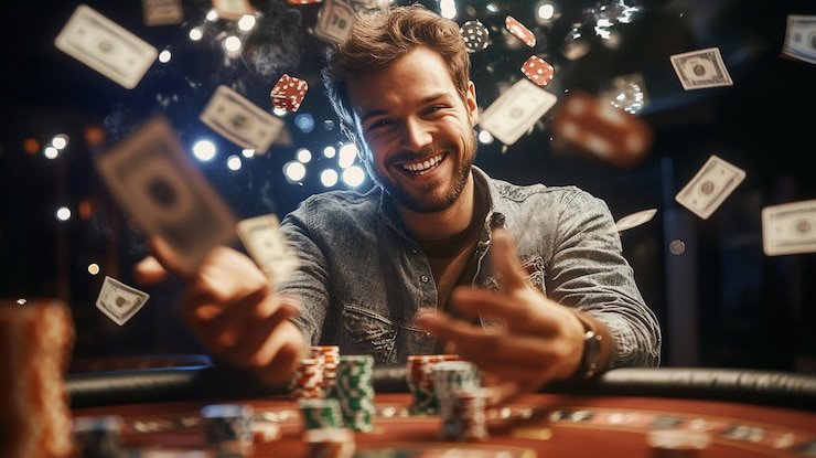 Tabel permainan tradisional termasuk poker dan table games untuk hiburan santai